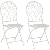 Beliani Chaise de bistrot de jardin en métal blanc décorative pour l'extérieur vintage français style rétro