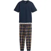 Next Pyjama long bleu marine / marron / blanc