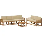 vidaXL Ensemble de salon de jardin 8 pièces, couleurs naturelles et beige, en polyester