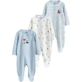 Next Pyjama bleu clair / jaune / rouge rouille / blanc