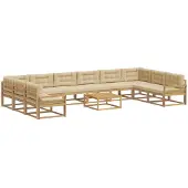 vidaXL Ensemble de canapés d'extérieur avec coussins, 11 pièces, blanc et beige