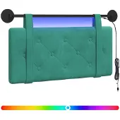 vidaXL Tête de lit suspendue avec éclairage LED, velours turquoise