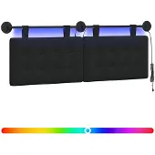 vidaXL Tête de lit suspendue avec éclairage LED, tissu noir