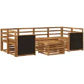 vidaXL Ensemble de salon de jardin 7 pièces en bois d'acacia massif, finition naturelle