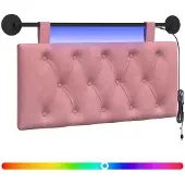 vidaXL Tête de lit suspendue avec éclairage LED, velours rose