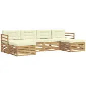 vidaXL Ensemble de salon de jardin 6 pièces, blanc et crème, en bois d'acacia massif