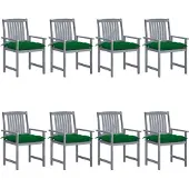 vidaXL Gartenstühle mit Kissen 8 Stk. Massivholz Akazie Grau