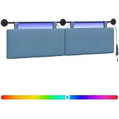 vidaXL Tête de lit suspendue avec éclairage LED bleu en velours