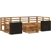 vidaXL Ensemble de salon de jardin 7 pièces en bois d'acacia massif, finition naturelle