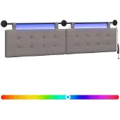 vidaXL Tête de lit suspendue avec éclairage LED, tissu taupe