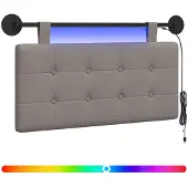 vidaXL Tête de lit suspendue avec éclairage LED, tissu taupe