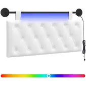 vidaXL Tête de lit suspendue avec éclairage LED, tissu blanc