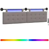 vidaXL Tête de lit suspendue avec éclairage LED, tissu taupe
