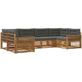 vidaXL Ensemble de canapés d'extérieur avec coussins 6 pièces Nature et Anthracite