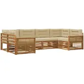 vidaXL - Ensemble de salon de jardin 6 pièces, en bois d'acacia massif, couleurs naturelles et beige