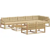 vidaXL Ensemble de salon de jardin , 9 pièces, blanc et beige, en polyester