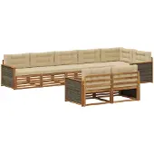 vidaXL Ensemble de salon de jardin 8 pièces, couleurs naturelles et beige