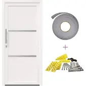 vidaXL : Porte d'entrée, 98 x 200 cm, PVC, blanche