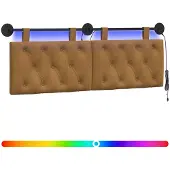 vidaXL Tête de lit suspendue avec éclairage LED, velours marron