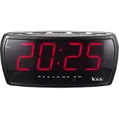 Ices Radio-réveil FM avec grand écran LED et double alarme