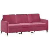 vidaXL Canapé 3 places vin rouge 180 cm velours