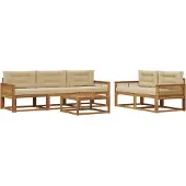 vidaXL Ensemble de canapés d'extérieur avec coussins 6 pièces Nature et Beige