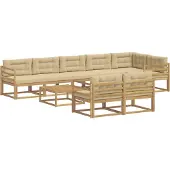 vidaXL Ensemble de canapés d'extérieur , 9 pièces, blanc et beige, 79 x 79 x 37 cm