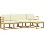 vidaXL Ensemble de salon de jardin 5 pièces, blanc et crème