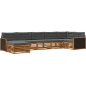 vidaXL Ensemble de canapés d'extérieur avec coussins 7 pièces Nature et Anthracite
