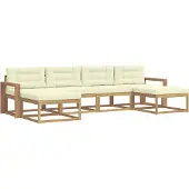 vidaXL Ensemble de salon de jardin 6 pièces, blanc et crème
