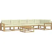 vidaXL Ensemble de salon de jardin , 7 pièces, blanc et crème, en polyester