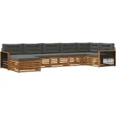 vidaXL Ensemble de canapés d'extérieur avec coussins 7 pièces Nature et Anthracite