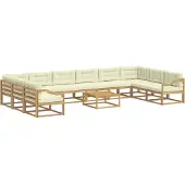 vidaXL Ensemble de canapés d'extérieur avec coussins, 11 pièces, blanc et crème
