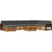 vidaXL Ensemble de canapés d'extérieur avec coussins 9 pièces Nature et Anthracite