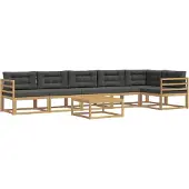 vidaXL Ensemble de salon de jardin , 7 pièces, blanc et anthracite, en polyester