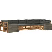 vidaXL Ensemble de canapés d'extérieur avec coussins 7 pièces Nature et Anthracite