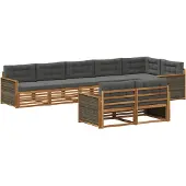vidaXL Ensemble de canapés d'extérieur avec coussins 8 pièces Nature et Anthracite