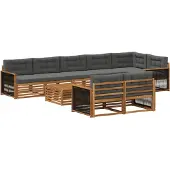 vidaXL Ensemble de canapés d'extérieur avec coussins, 9 pièces