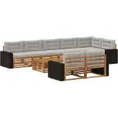 vidaXL Ensemble de canapés d'extérieur avec coussins, 9 pièces
