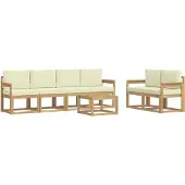vidaXL Ensemble de salon de jardin 7 pièces, blanc et crème