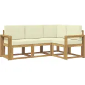 vidaXL Ensemble de salon de jardin 4 pièces, blanc et crème