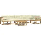 vidaXL Ensemble de salon de jardin , 7 pièces, blanc et crème, en polyester