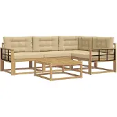 vidaXL Ensemble de canapés d'extérieur , 5 pièces, blanc et beige, en polyester