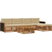 vidaXL Ensemble de salon de jardin 6 pièces, couleurs naturelles et beige, en polyester
