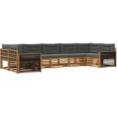 vidaXL Ensemble de canapés d'extérieur avec coussins 7 pièces Nature et Anthracite