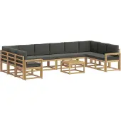 vidaXL Ensemble de salon de jardin 11 pièces, blanc et anthracite