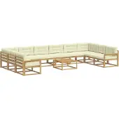 vidaXL Ensemble de canapés d'extérieur avec coussins, 11 pièces, blanc et crème