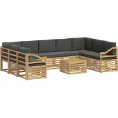 vidaXL Ensemble de salon de jardin , 10 pièces, blanc et anthracite, en polyester