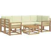 vidaXL Ensemble de salon de jardin 7 pièces, blanc et crème