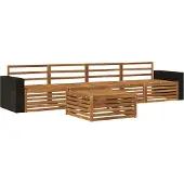 vidaXL Ensemble de salon de jardin 5 pièces en bois d'acacia massif, finition naturelle